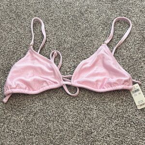 Pink Ribbed Triangle Bikini Top, NWT